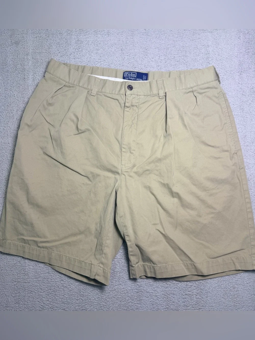 Vintage Polo Ralph Lauren Pleated Chino Shorts Men’s 36 Fits 34 Khaki Preppy